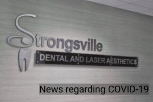 Logo of strongsville with covid 19 banner